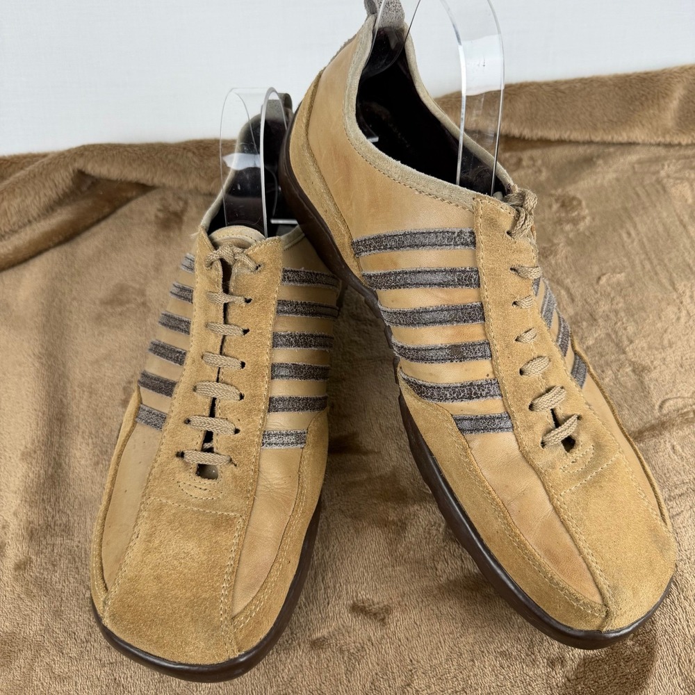 Steve Madden Styxx Mens Tan Leather Suede Striped Y2K Square Toe Size 11